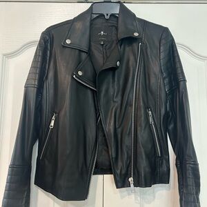 7 For All Mankind Black Faux Leather Jacket